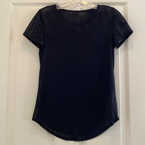 COPY - Lululelemon Black Sheer stripe short sleeve T size 4